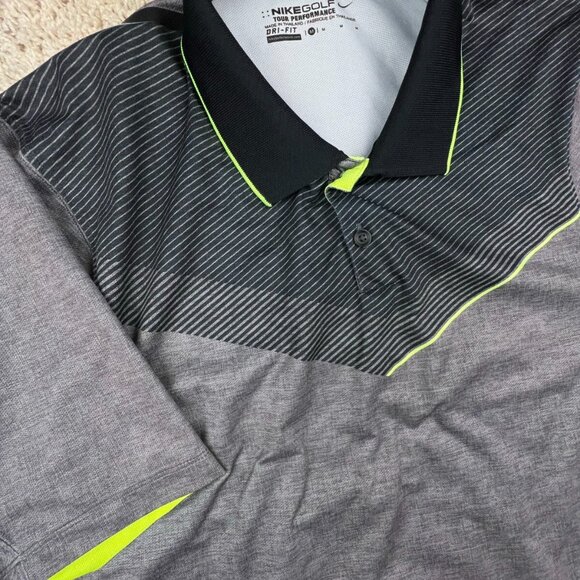 Nike Golf Tour Performance Polo Shirt Adult Mens Medium Gray Green Short Sleeve - Picture 6 of 12